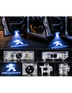 2x Luci Sottoporta LED Peugeot con Proiettore Logo e...