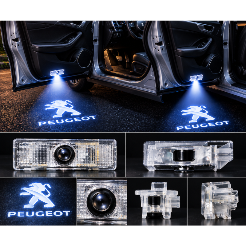 2x Luci Sottoporta LED Peugeot con Proiettore...
