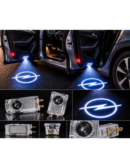 2x Luci Sottoporta LED Opel con Proiettore Logo – Luci Portiera Plug & Play 5,5x3 cm