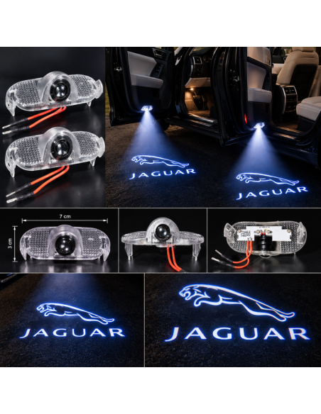 2x Luci Sottoporta LED Jaguar con Proiettore Logo e Scritta – Luci Portiera 7x3 cm