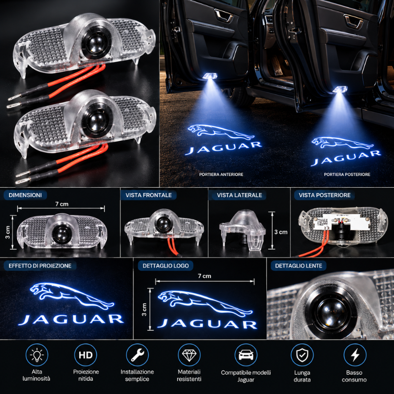 2x Luci Sottoporta LED Jaguar con Proiettore...