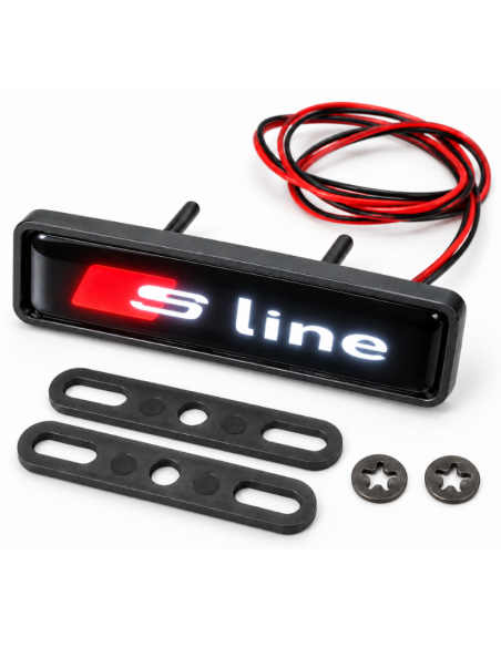 Logo S Line LED per Audi – Stemma Luminoso per Griglia Anteriore 10x3 cm, 1 Pezzo