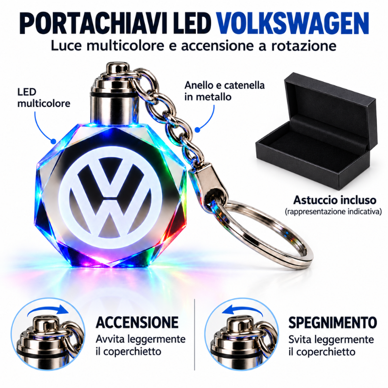 Portachiavi LED Multicolore con Logo Volkswagen...