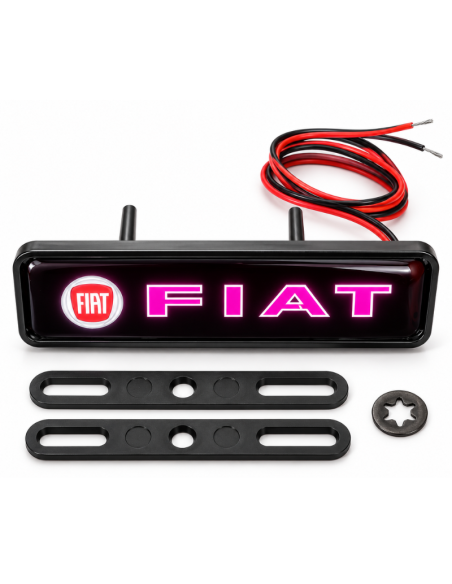 Logo LED Fiat – Stemma Luminoso per Griglia Anteriore 10x3 cm, 1 Pezzo