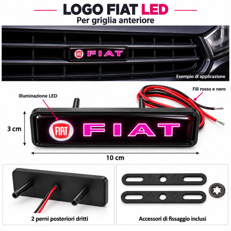 Logo LED Fiat – Stemma Luminoso per Griglia...