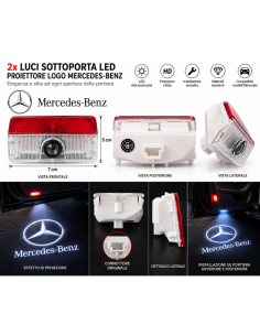 2x Luci Sottoporta LED Mercedes-Benz con Filo Proiettore... 2