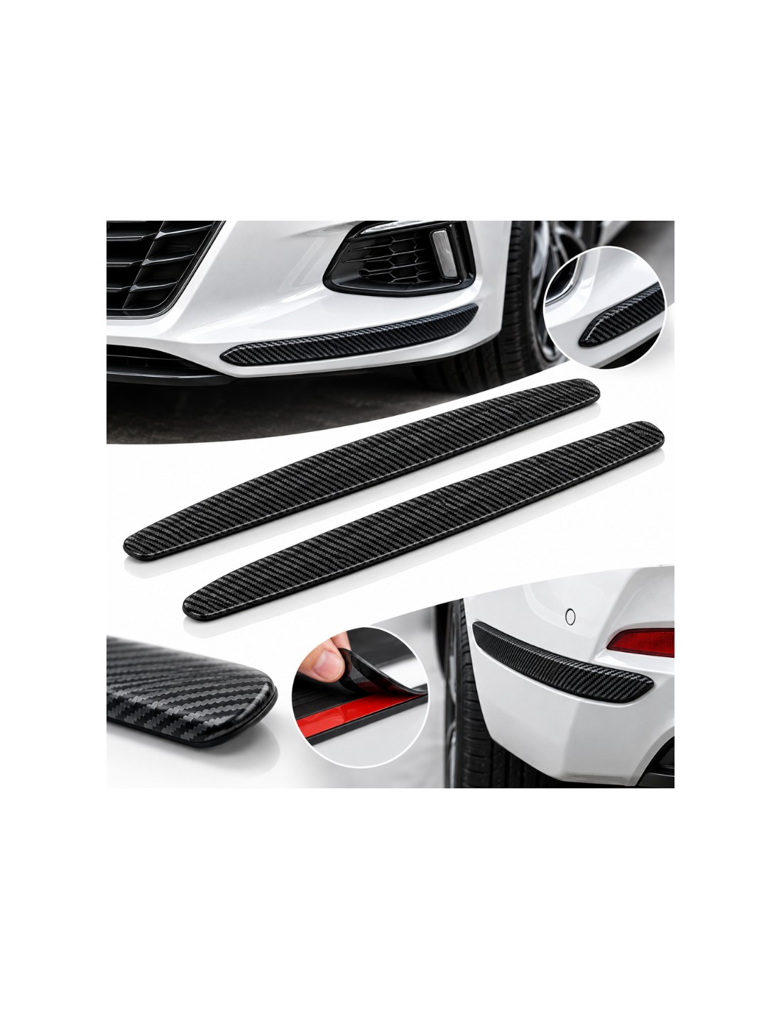 Black carbon-effect bumper protector strips, 2-pack, 39 x 5 cm