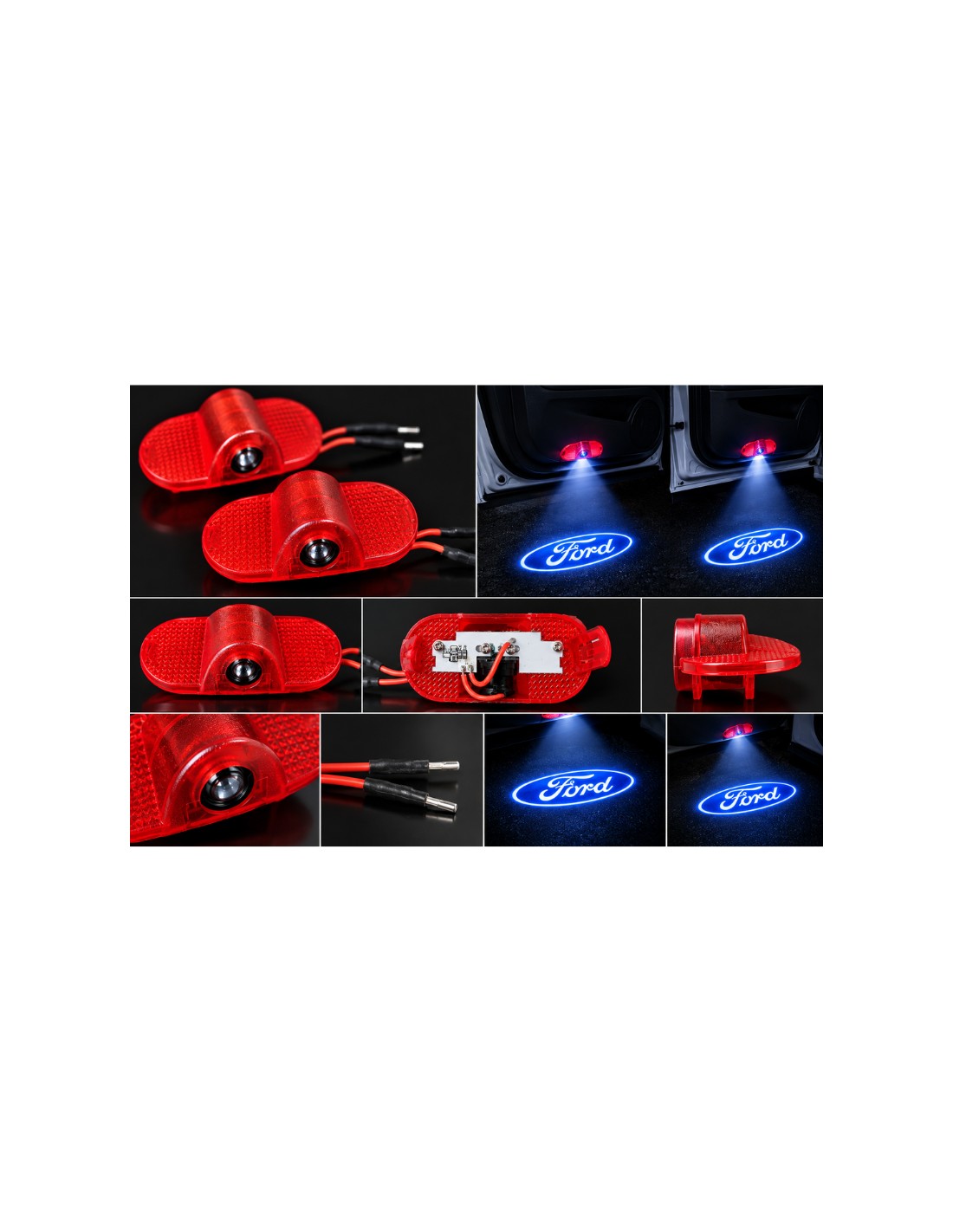 Ford wired LED door logo lights - product and projection