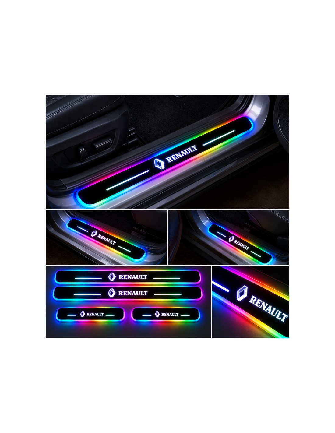 Renault RGB LED door sill plates, four-piece set