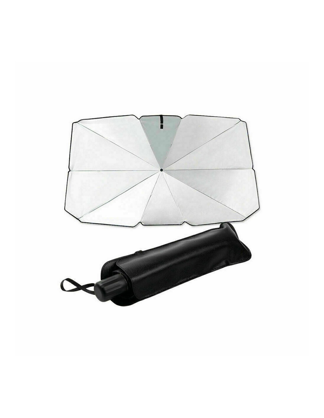 Folding umbrella-style windscreen sunshade