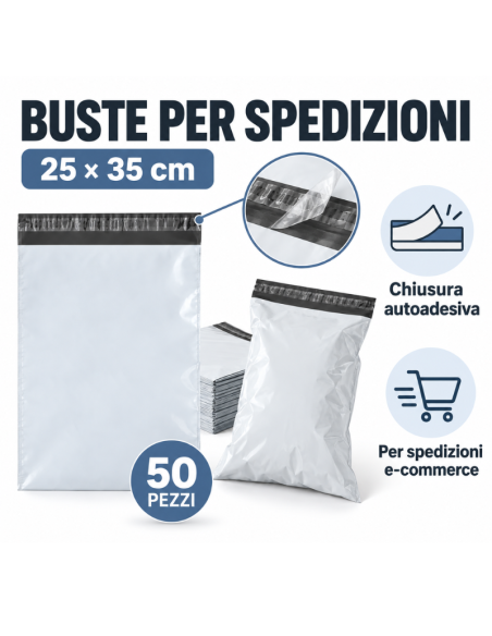 Buste per Spedizioni Autoadesive 25×35 cm – Confezione da 50 Pezzi