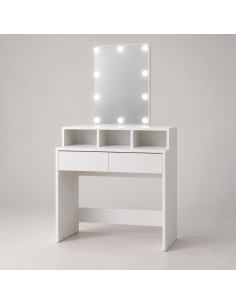 Toeletta Trucco Bianca con Specchio a 10 Luci LED, USB e... 2