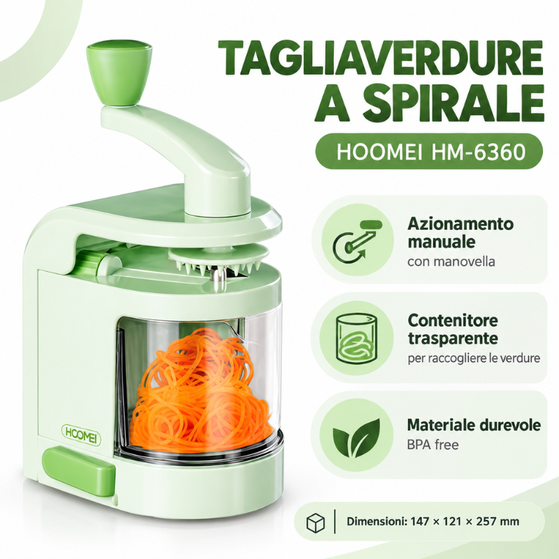 Tagliaverdure a Spirale Manuale Hoomei HM-6360...