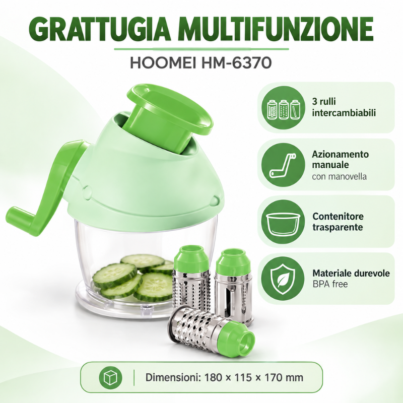 Grattugia Manuale Multifunzione Hoomei HM-6370...
