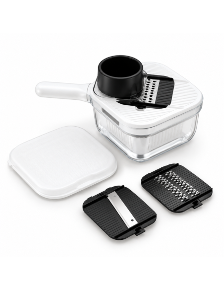 Set Grattugia Multifunzione 3 in 1 Hoomei HM-6348B con Contenitore e Coperchio