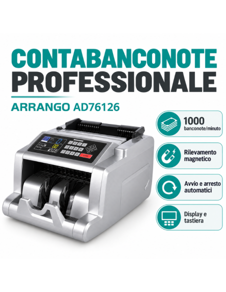 Contabanconote Professionale Arrango AD76126 1000 Banconote/min con Rilevamento Magnetico