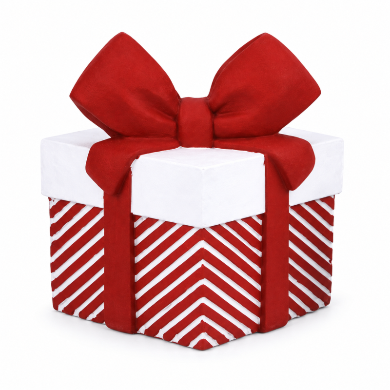 Base albero di Natale pacco regalo bianco rosso 36 × 36 × 47 cm