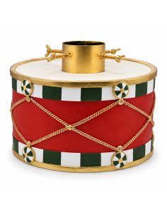 Base albero di Natale tamburo oro rosso 40 × 40 × 30 cm
