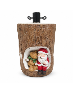 Base albero di Natale tronco con Babbo Natale e orso 55 cm