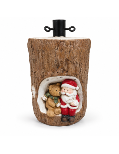 Base albero di Natale tronco con Babbo Natale e orso 35 cm