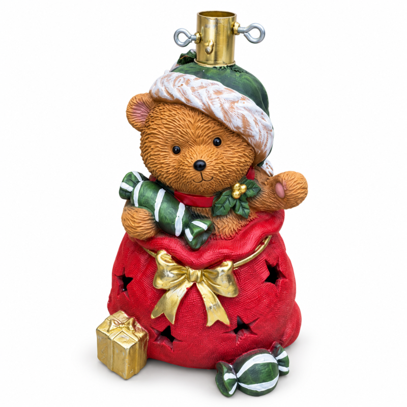 Base albero di Natale orso nel sacco con luce