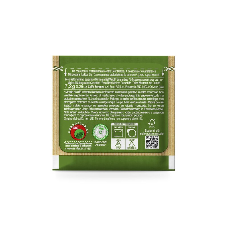 Borbone Box Cialde 44mm Miscela Verde DEK. 50pz