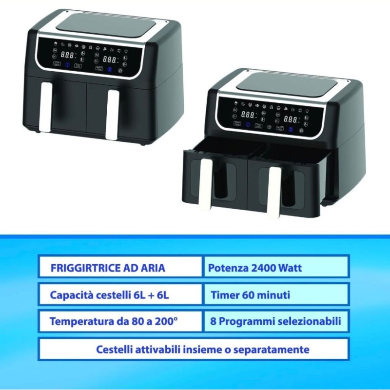 Friggitrice ad Aria 2in1 6l + 6l 2400W