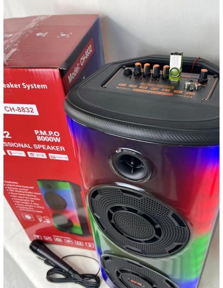 Cassa Bluetooth dual Altoparlante 8” 8000W con Microfono
