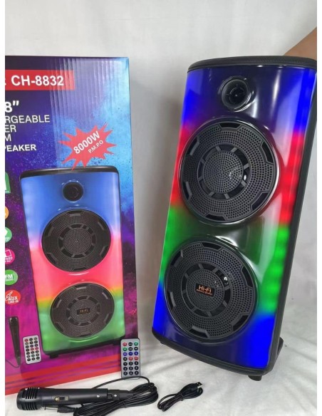 Cassa Bluetooth dual Altoparlante 8” 8000W con Microfono