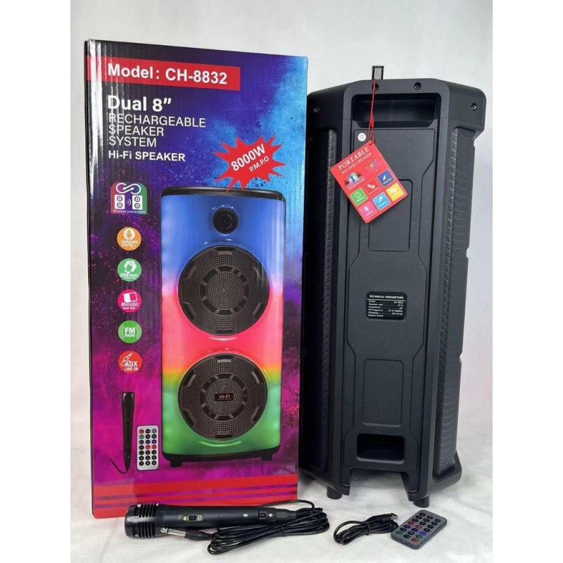 Cassa Bluetooth dual Altoparlante 8” 8000W con...