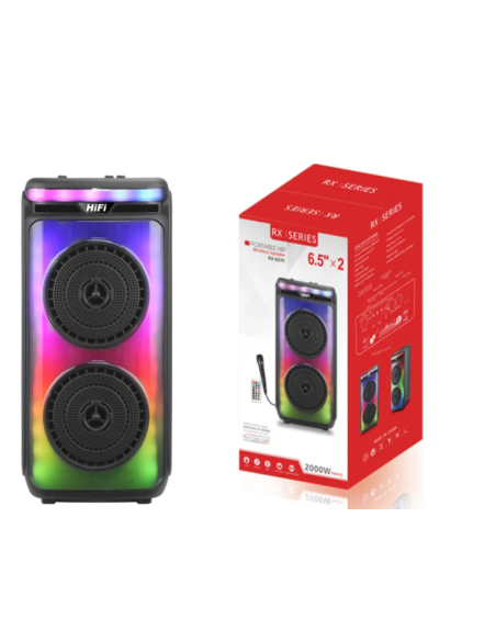 Cassa Bluetooth dual Altoparlante 6.5” 2000W con Microfono