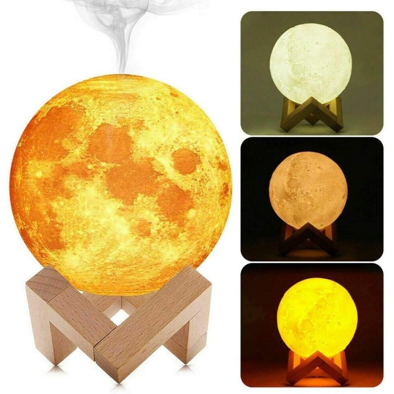 Lampada Diffusore Aromi LED RGB Luna Piena 3D