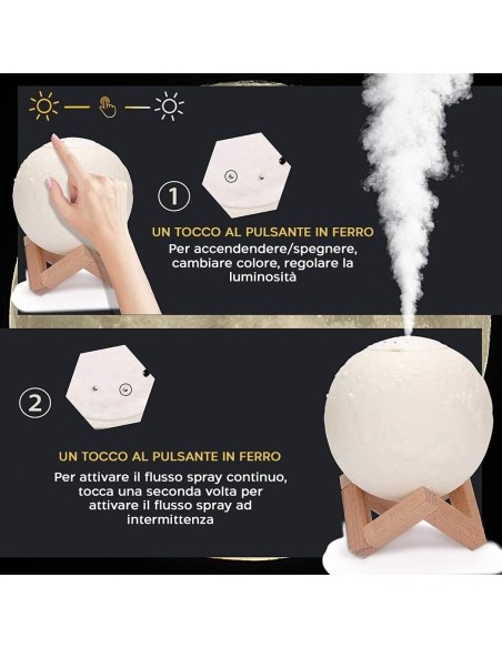 Lampada Diffusore Aromi LED RGB Luna Piena 3D