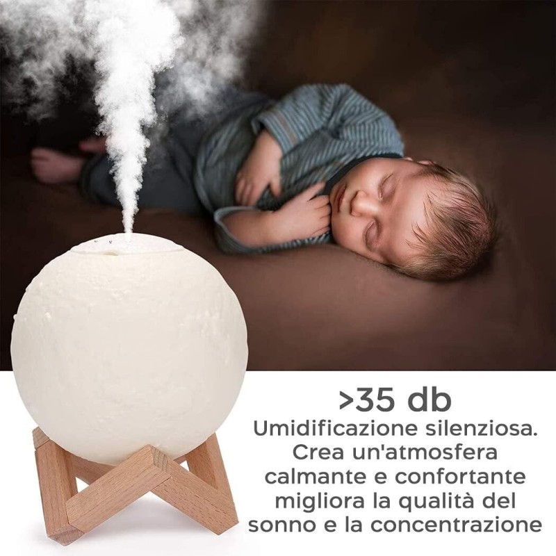 Lampada Diffusore Aromi LED RGB Luna Piena 3D