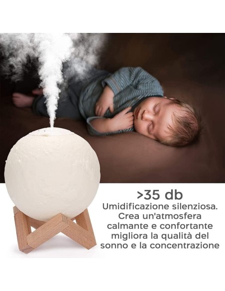 Lampada Diffusore Aromi LED RGB Luna Piena 3D