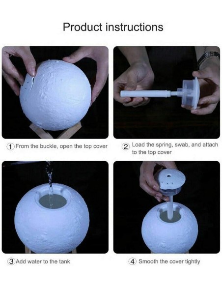 Lampada Diffusore Aromi LED RGB Luna Piena 3D