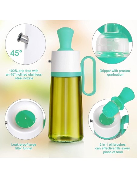 Dispenser Olio Aceto 3in1 Pennello 630ML Vetro