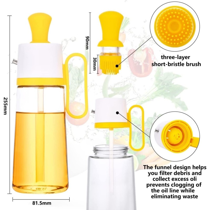 Dispenser Olio Aceto 3in1 Pennello 630ML Vetro