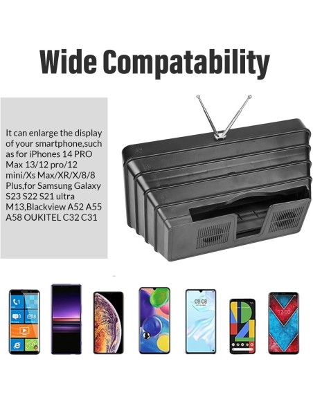 Schermo Lente Ingrandimento Smartphone 3D 12" Supporto TV RETRÒ Film Video Gioco