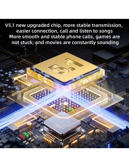 Auricolari Bluetooth PRO60 Cuffie Wireless 5.1 LED Ricaricabili Senza Fili Phone