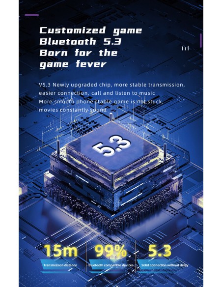 Auricolari Bluetooth PRO70 Cuffie Wireless 5.3 LED Ricaricabili Senza Fili Phone