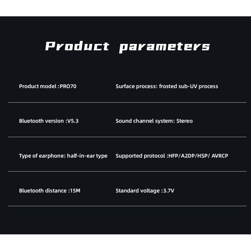 Auricolari Bluetooth PRO70 Cuffie Wireless 5.3...