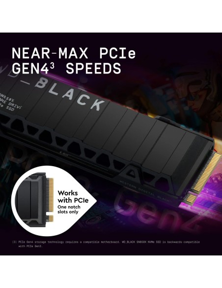 WD SSD Interno NVME4.0 1TB SN850X WD-BLACK 7300-6300MB/S + DISSIPATORE
