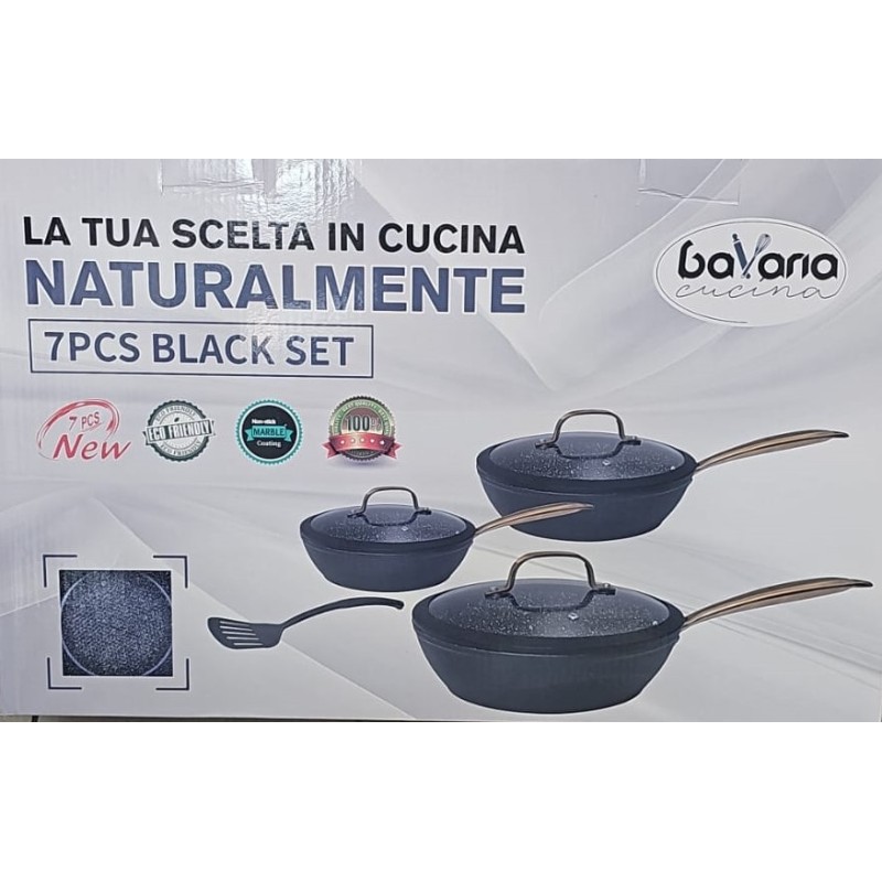 Set da 7 pezzi Padelle Bavaria Nero antiaderenti
