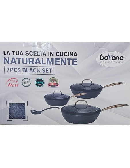 Set da 7 pezzi Padelle Bavaria Nero antiaderenti