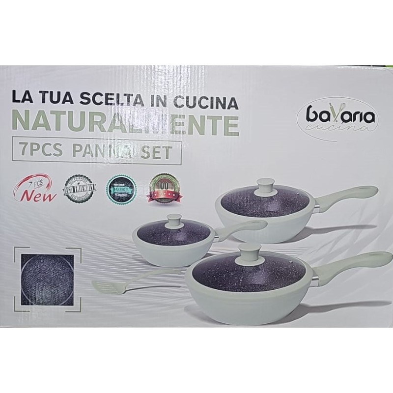 Set da 7 pezzi Padelle Bavaria Panna antiaderenti