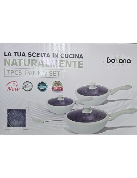 Set da 7 pezzi Padelle Bavaria Panna antiaderenti