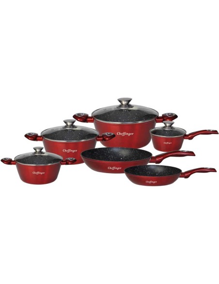 Set 10 pezzi Batteria Pentole Cheffinger Rosso