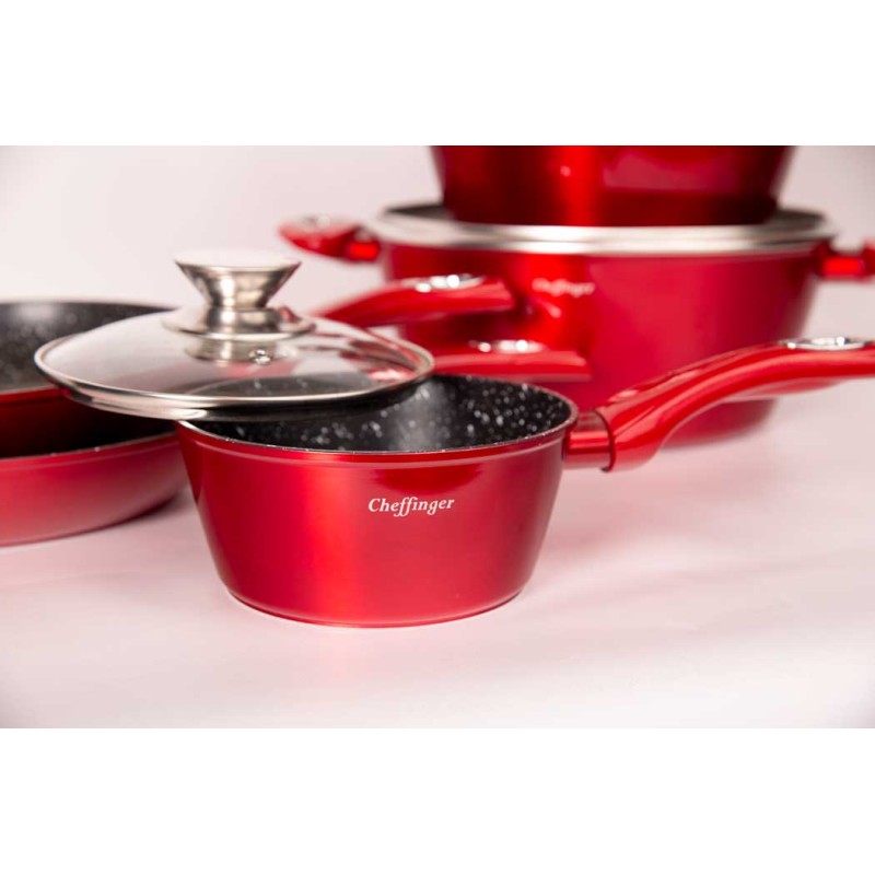 Set 10 pezzi Batteria Pentole Cheffinger Rosso