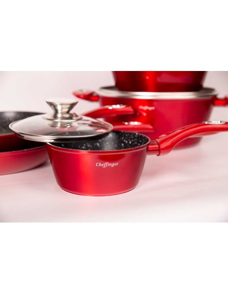 Set 10 pezzi Batteria Pentole Cheffinger Rosso